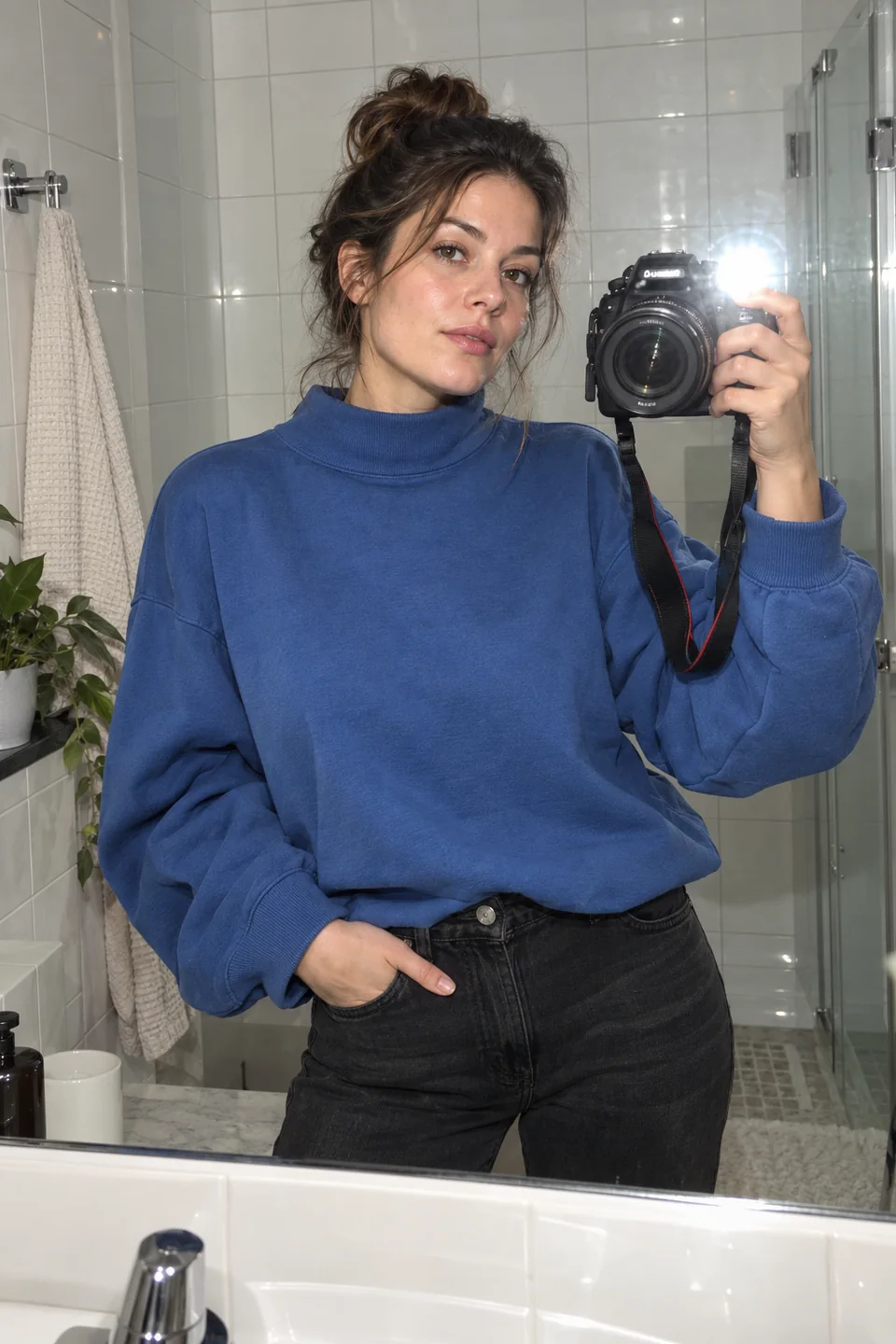 Raw Flash Bathroom Mirror Prompt