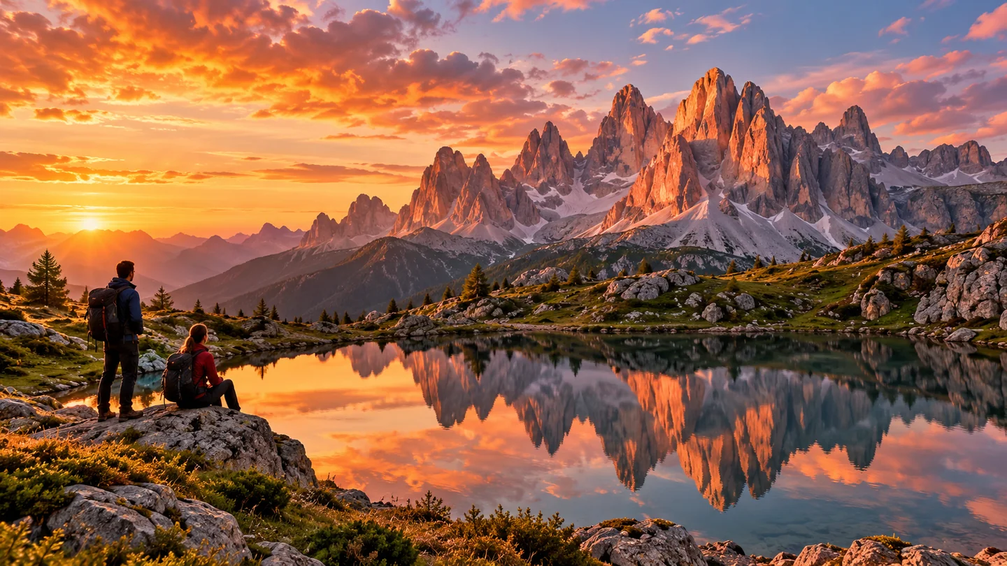 Dolomite Mountains at Sunset Prompt