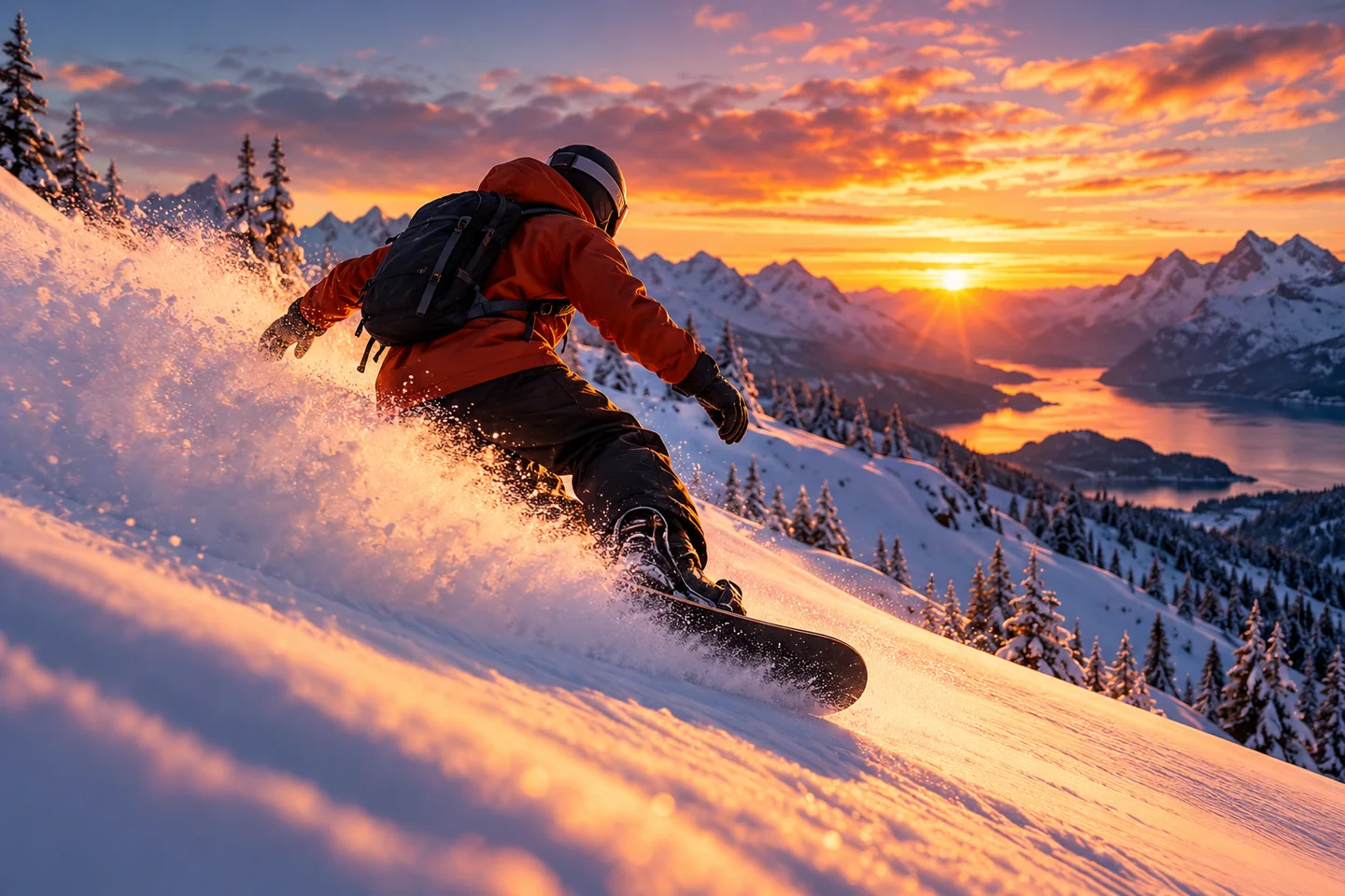 Powder Carve at Sunset Prompt