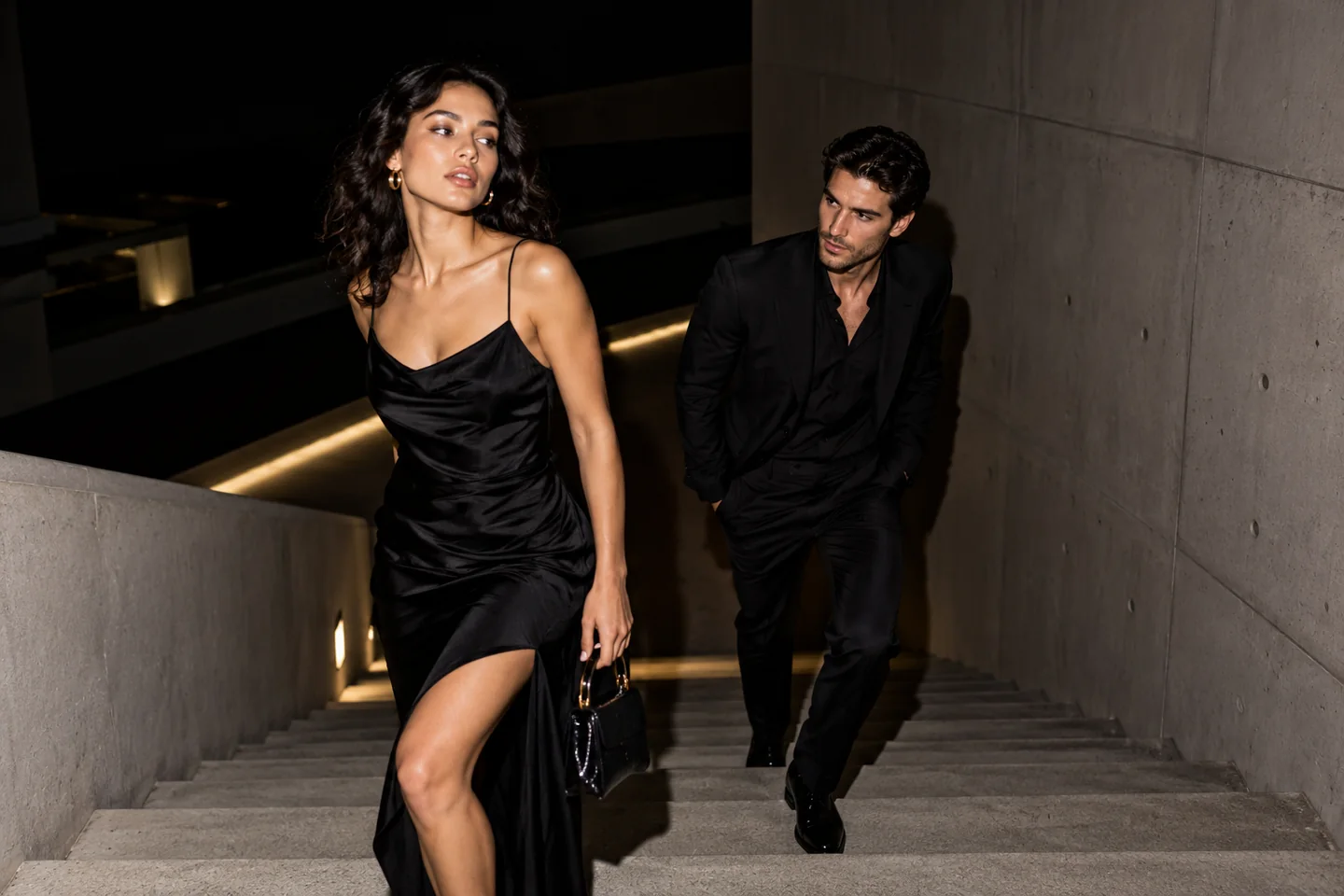 Night Staircase Fashion Duo Prompt