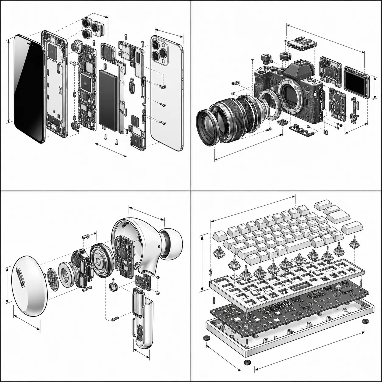 Four-Panel Technical Product Infographic